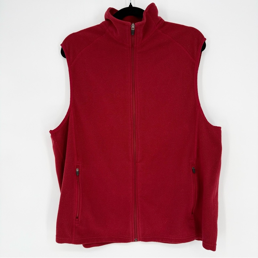 L.L. Bean Fleece Full Zip Vest Men’s Large Burgundy Pockets Hiking Outdoor